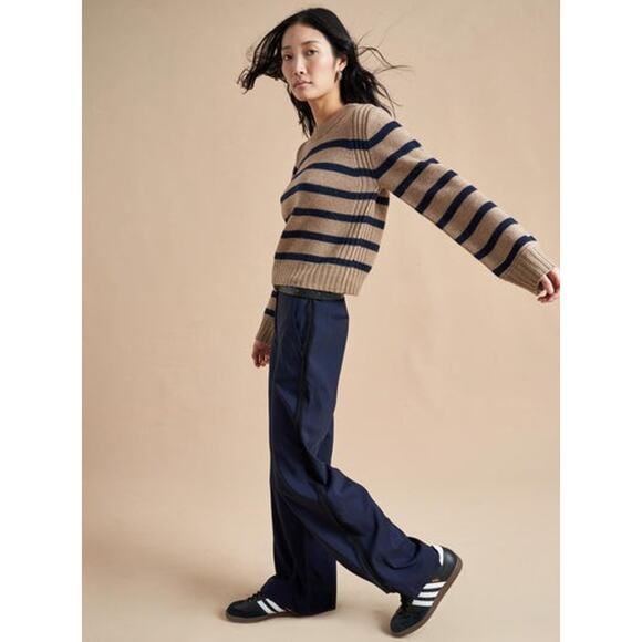 La Ligne Jack Merino Wool Striped Sweater - S Camel X Navy - Picture 5 of 5